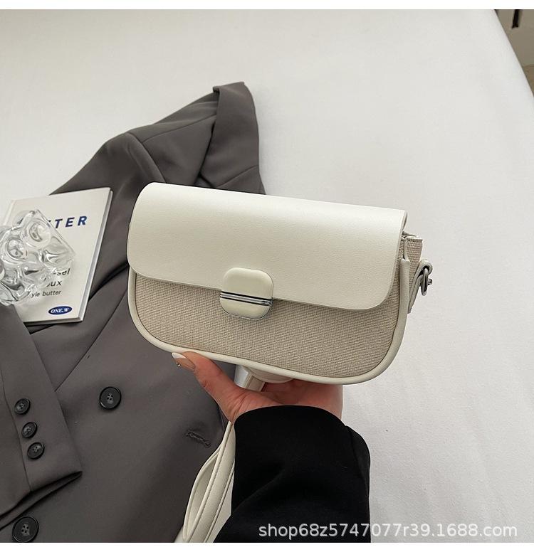 Korean Version of the Hot-selling Fashion Niche Casual Small Square Bag Women's Personality Simple Style Advanced Sense Solid Color Splicing