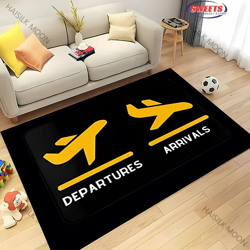 1PC Aviation Theme Airplane Runway Carpet for Home Soft Rug Kid's Playmat Coffee Table Mat Leisure Balcony Doormat Washable Mat