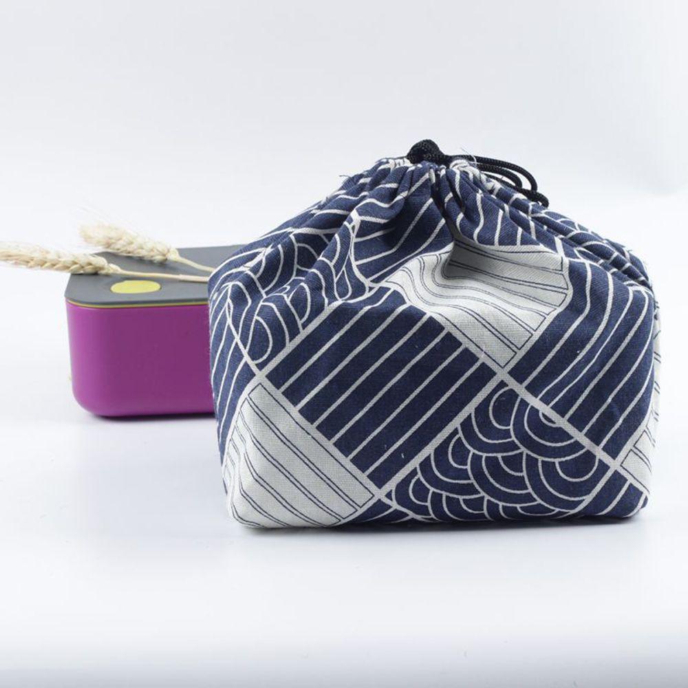 Unisex Picnic Bags Cotton linen Geometric Food Hand Bags Drawstring Lunch Bag Lunch Tote Pouch Japanese Style Lunch Box
