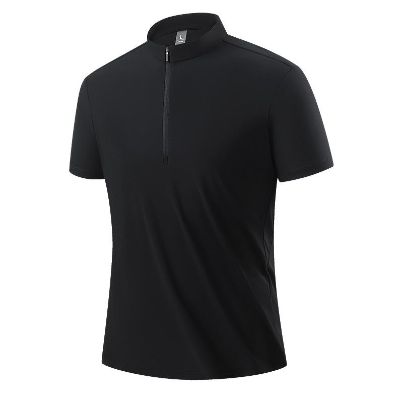Men's Quick-Dry Outdoor Cycling & Hiking Shirt - Stand-Up Collar, Short Sleeve, Custom Logo Option