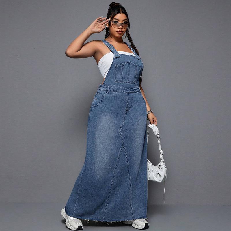 Tuta Nuova in Denim Piccante da Donna Taglie Forti