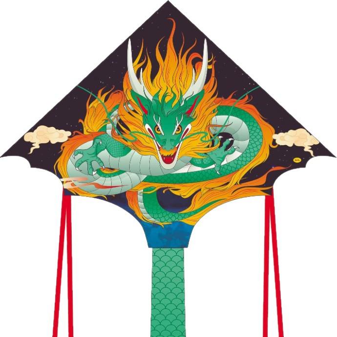 Grüner Drachen: Weifang Drachen für Erwachsene und Kinder, Cartoon Pterodactylus, aufgerollter Drache