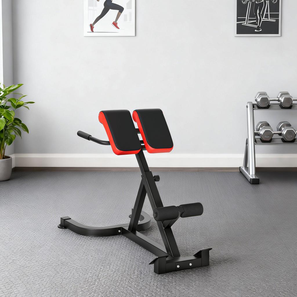 45-Degree Hyperextension Roman Chair, 5-Level Adjustable Back Extension Bench, Heavy-Duty Home Gym Equipment, Red