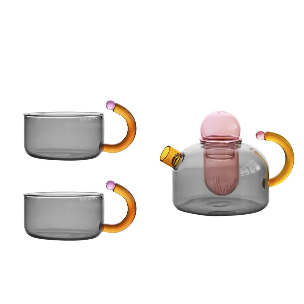 Kreativní žáruvzdorné skleněné konvičky na čaj Barevný kontrast Oddělování čaje a vody Domácí čajový servis Čajové soupravy Varná konvička Šálek na vodu