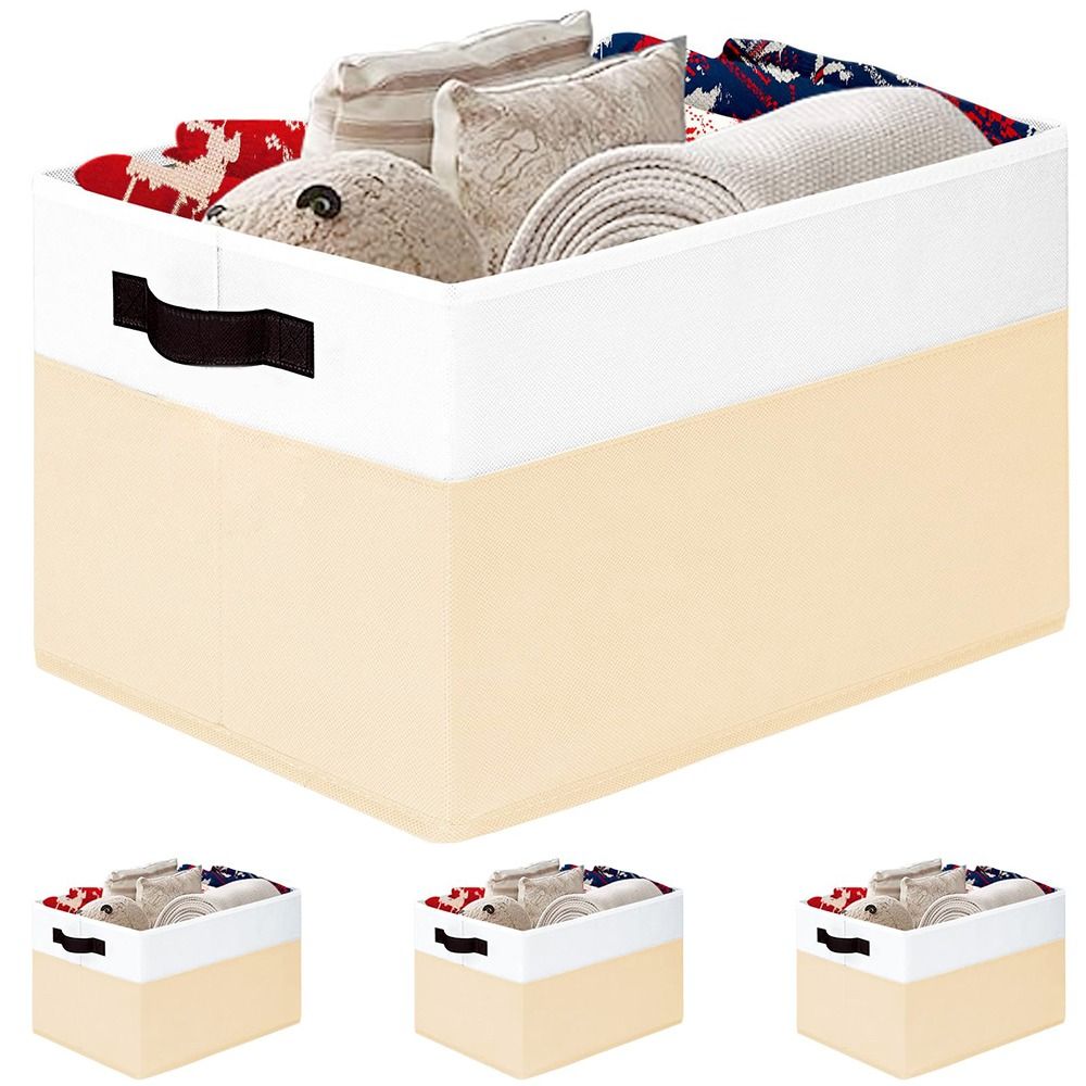 

with Lids Large Storage Bins Stackable Storage Baskets for Organizing Clothes Toys Blankets бежевий