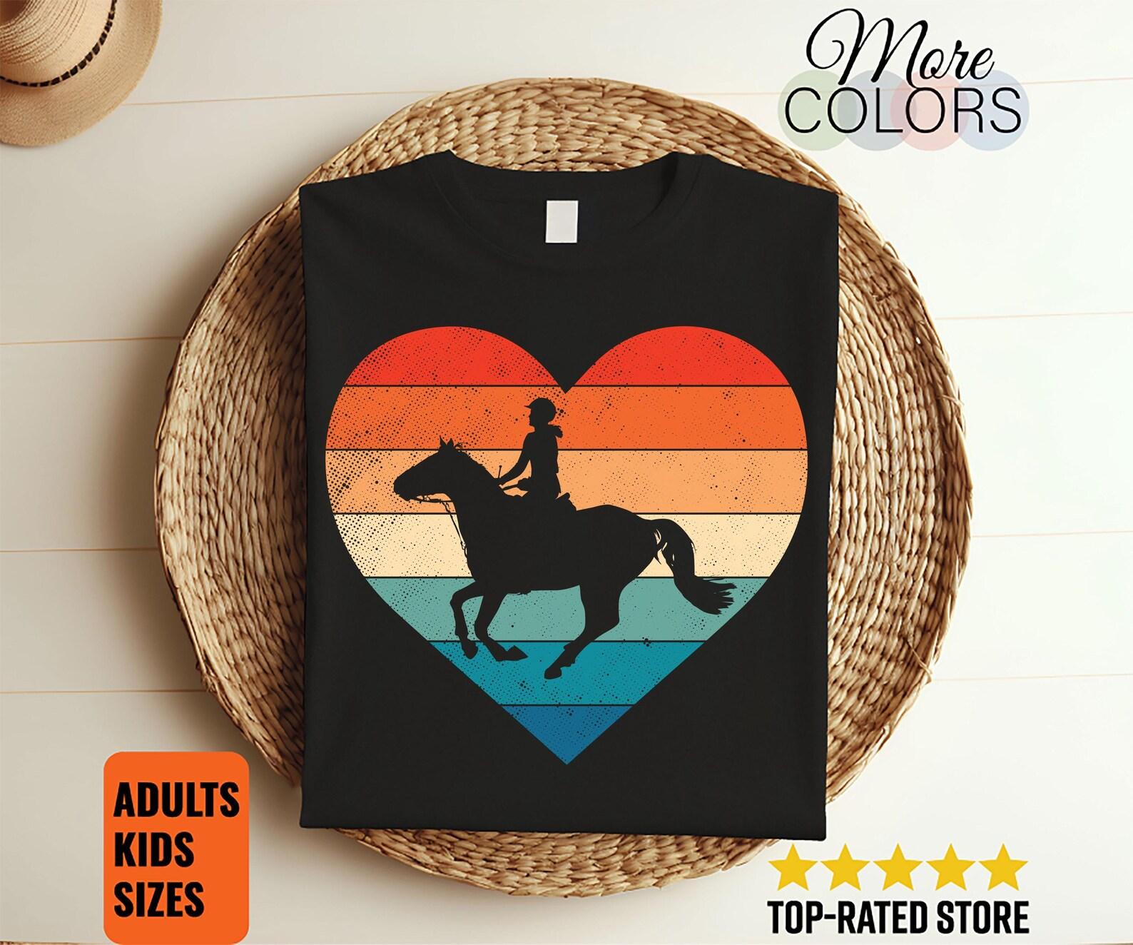Heart Horses Love Vintage T-Shirt, Equestrian Vaulting Gifts, Horse Riding Show, Horseback Sport, Rider Present, Jumping Barrel Racer Lover, 130