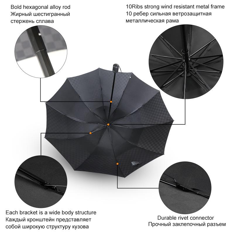 2023 Windproof 3 Fold Umbrella Rain Female and Male Double Layer Large 10K Business Umbrella Male Hidden Family Travel Umbrella