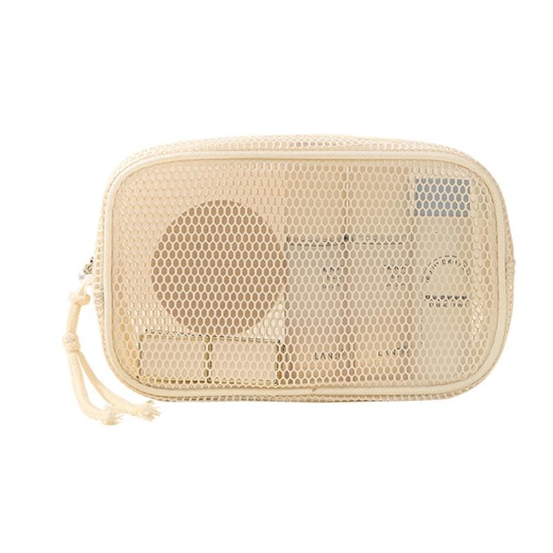 Large Capacity Mesh Cosmetic Travel Bag Dust Resistant Ventilation Portable Toiletry Organizer For Gym And Daily Use