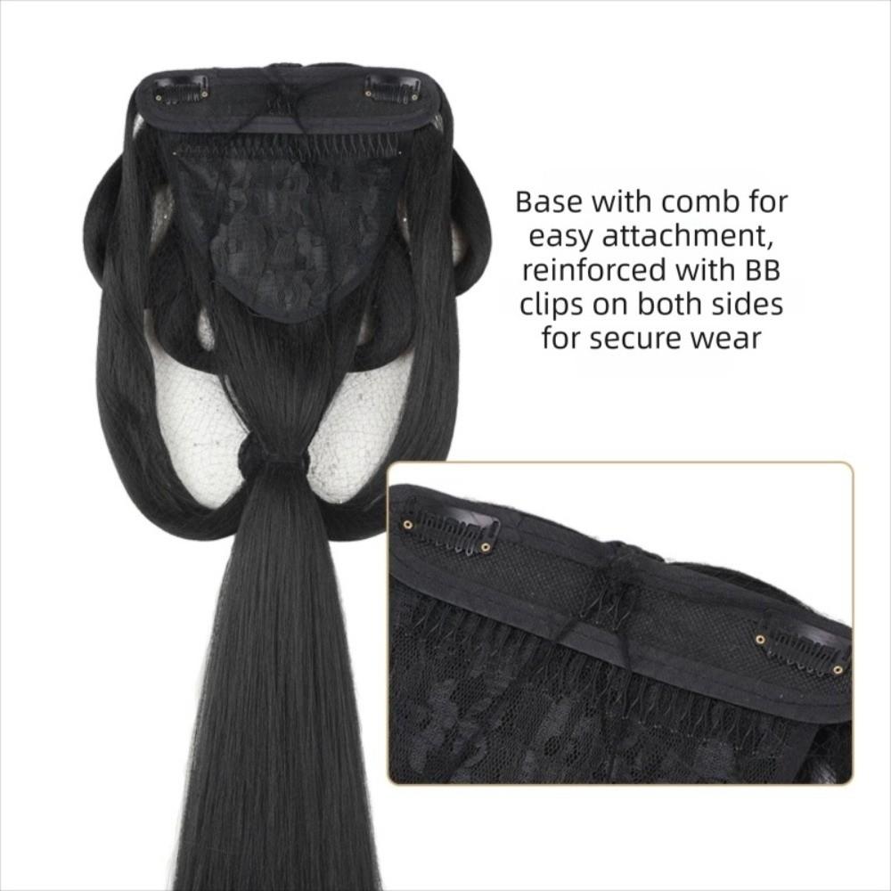Traditional Women Hanfu Wigs Long Straight Integrated Hair Bun Hanfu Wig Headband Princess Cosplay
