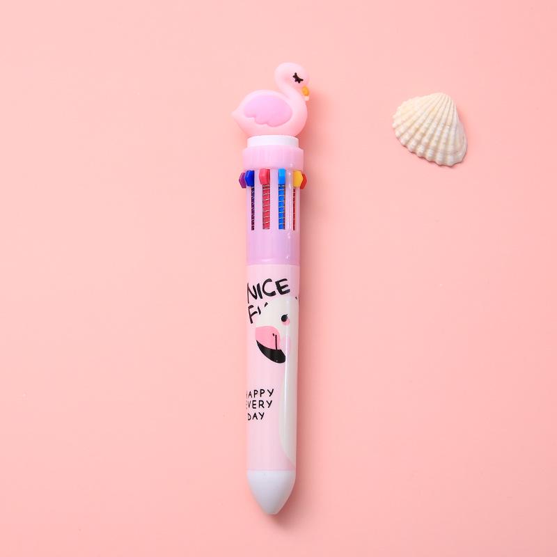 

Милая мультяшная многофункциональная шариковая ручка с 10 цветами и пулевидным пишущим узлом с кнопочным механизмом для студентов 0.5 Bullet Tip