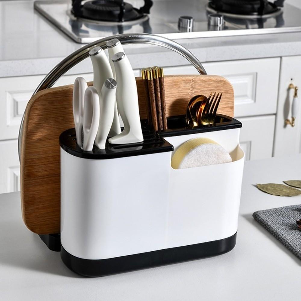Space Saving Multi Kitchen Cutlery Holder Large Capacity Integrated Drainer Organizer  Kitchenware