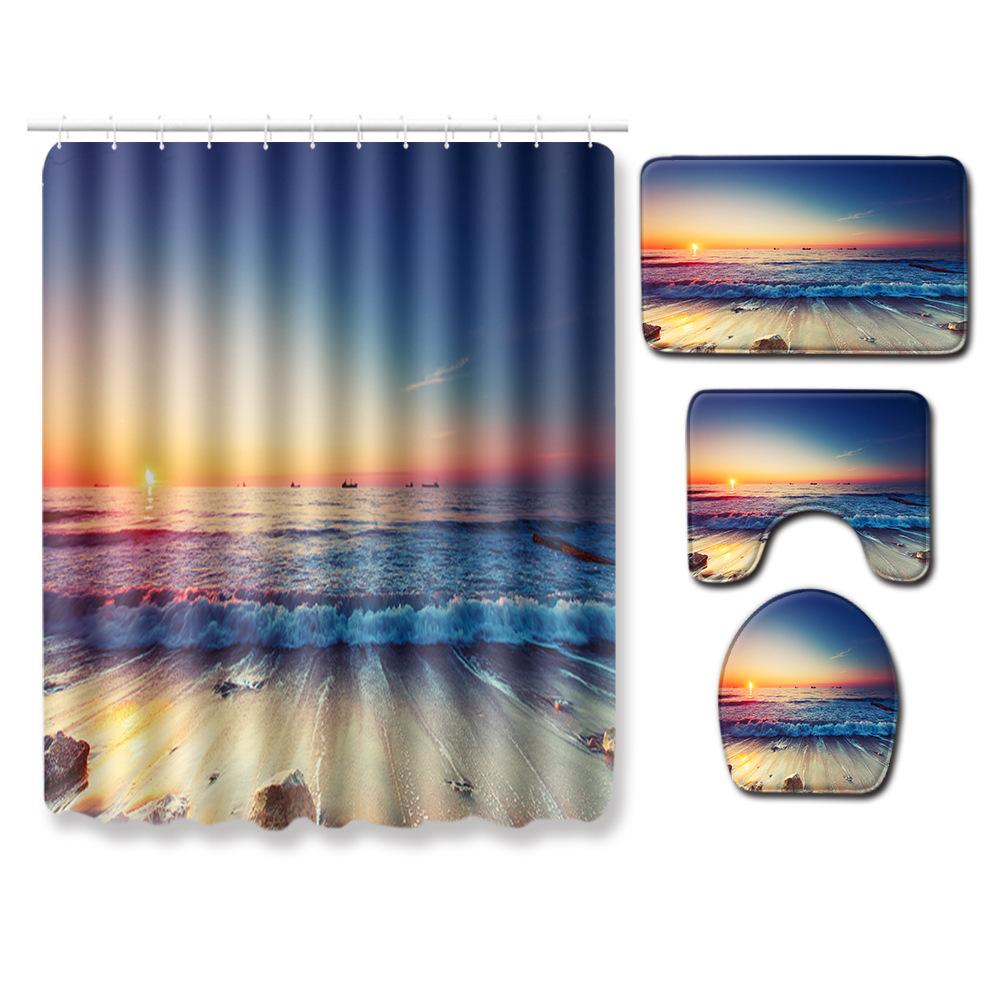 African American Women'S Bathroom Four-Piece Combination Set Household Door Mat Absorbent Non-Slip Floor Mat Carpet