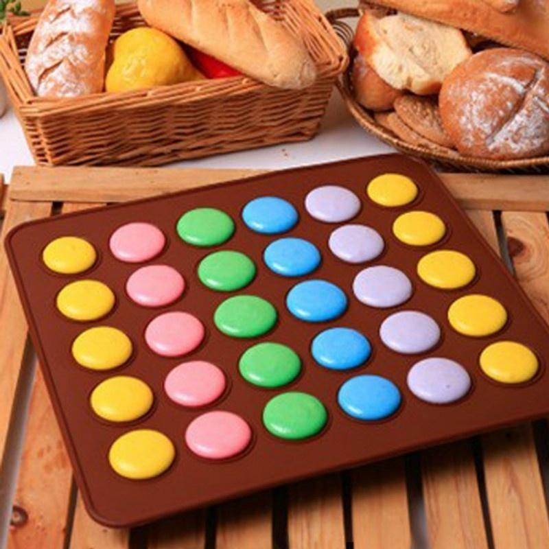 30 Runda Hål Macaron Silikonform Bakplatta Hög Temperaturbeständighet Bakform 1st
