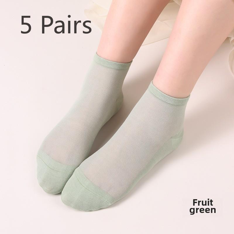 5 Pairs Socks Women's Four Seasons Breathable Absorbent Mesh Women's Mid-tube Socks Fashion Women's Socks
