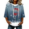 Women's Casual 3/4 Sleeve Hooded Christmas T-Shirt for Holiday Parties and Everyday Wear