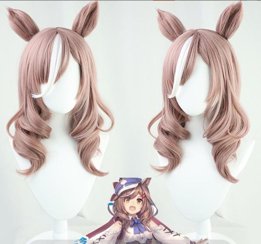 Cosplay Matikane Tannhause wig Anime Uma Musume Pretty Derby wig Ears and tail party wig