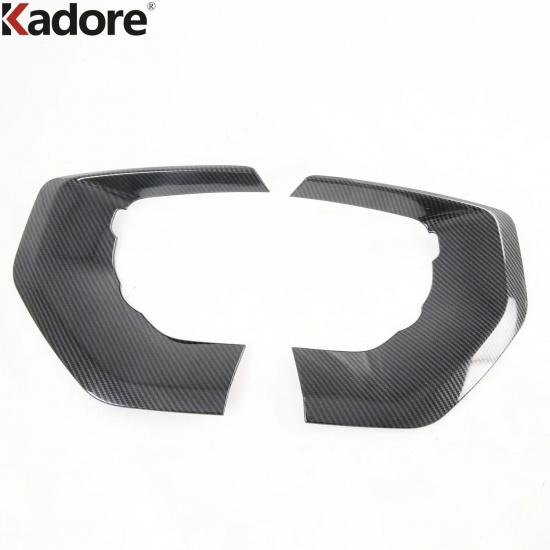 For KIA Mohave Borrego - 2024 2025 Carbon Fiber Car Front Fog Light Lamp Cover Trim Foglight Bezel Trims Accessories Carbon Fiber Color
