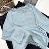 Korean Style Long-Sleeve Knit Top with Ruffle Trim - Super Soft & Lightweight, Solid Color (Y6617)
