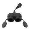 Y Splitter Power Cord 16A 2 Outlets Y Shaped Power Cable with Hinged Cover for Indoor Outdoor EU Plug