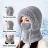 **Women Knit Balaclava Face Mask Neck Warmer Ear Flap Fleece Lined Outdoor Cycling Winter**