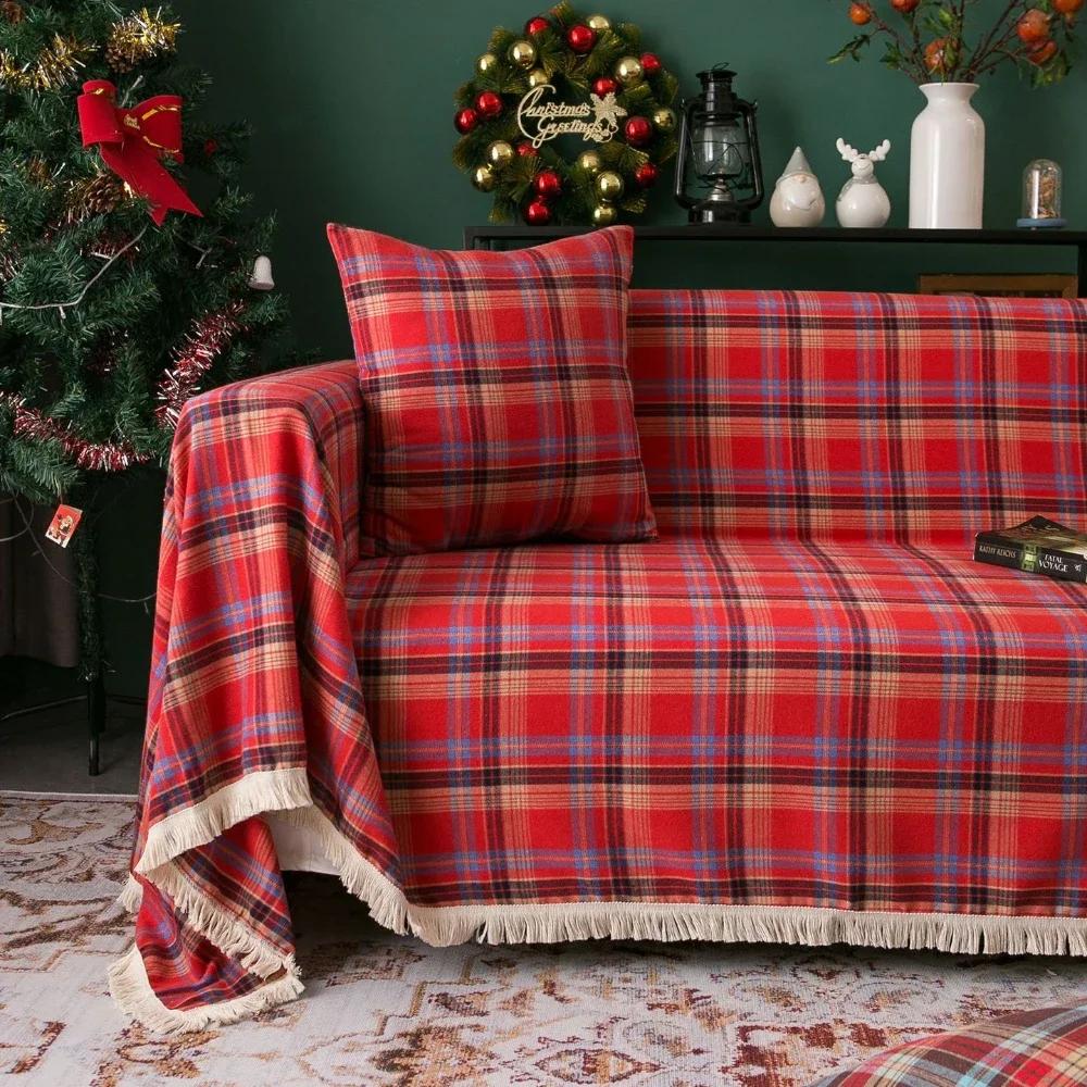Christmas Decoration Lattice Sofa Blanket Cloth Sofa Towel Nordic Full Cover Fabric Dust Cover Protective Cover Plaid