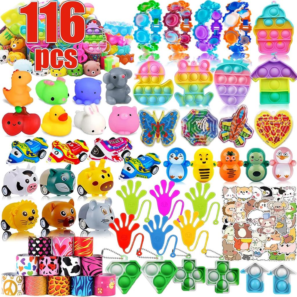 116 Pcs Party Favors for Kids 4-8-12,Pop Fidget Toys for Boys Grils, Treasure Box Toys for Classroom Prizes,Pinata Filler,Goodie Bag