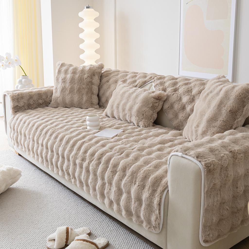 Popular Imitation Rabbit Plush Sofa Cover For Winter Soft Fabric Furniture Protector for Living Room Have Many Colours