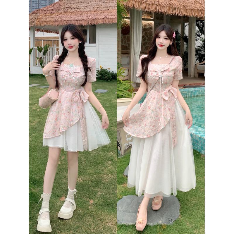 Princess Style Plus Size 2026 Sweet Summer Mesh Bow Dress