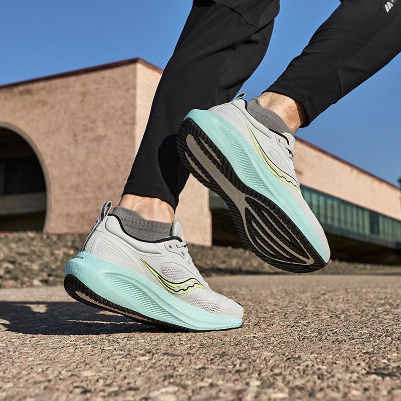 SAUCONY Surge 3 Všestranné Pohodlné Tkaninové Polstrování Nízké Běžecké Boty Pánské běžecké boty Šedá Zelená S28215-2