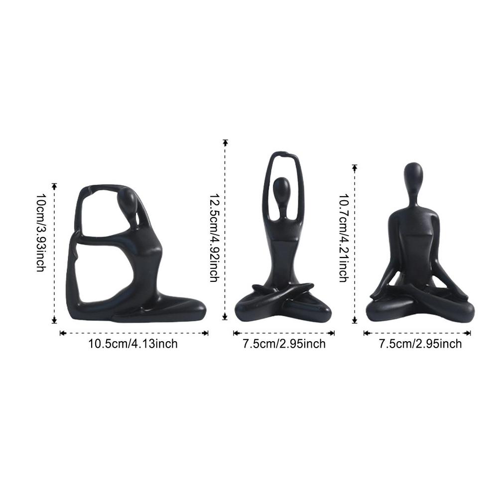 Yoga Pose Statue 3Pcs Resin Yoga Sculptures Meditating Yoga Decor Craft Tabletop Abstract Decor Home Decor Ornaments Sculpture