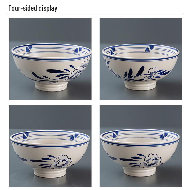5-inch Lotus Ceramic Soup Noodle Bowls (4-pack)