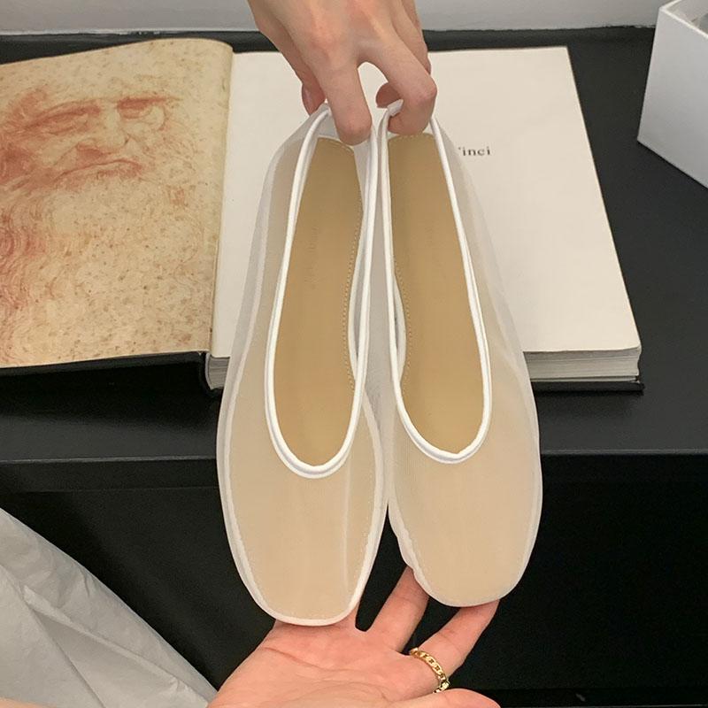 

Fashion Footwear Mesh Breathable Ladies Flats Slip On Shoes Luxury Female Slides Fashion Shallow Women Ballet Flats Dance Shoes 35 бежевый