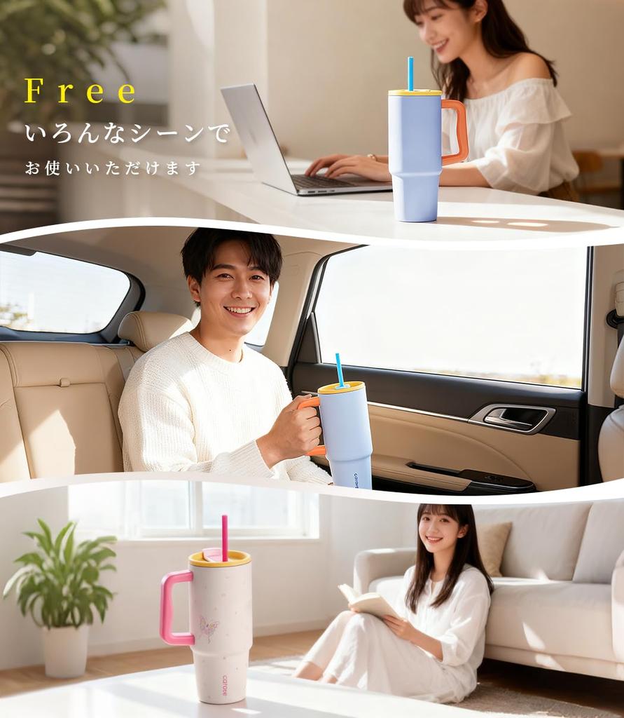 CAROTE Water Vacuum Large Insulated Stainless Steel Mug Can Be Used Dishwasher Large Mouth for Easy Ideal for and the Blue Pink Bottle, 1020ml,