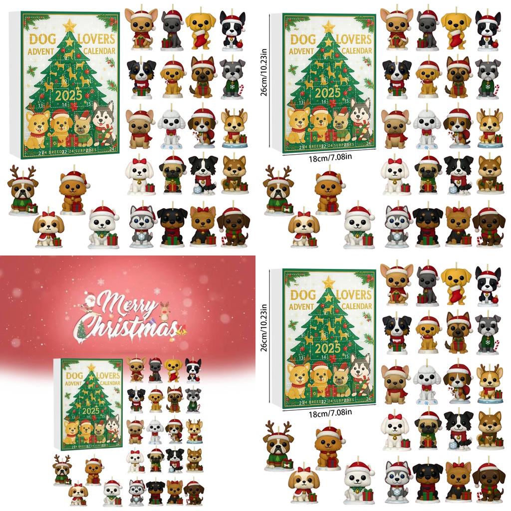 Dog Lovers Advent Calendar With Acrylic Christmas Tree Ornaments For Holiday Gift Giving