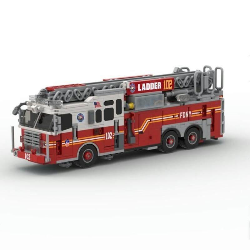New York Urban Fire Truck Building Blocks City Rescue Vehicle Model Bricks DIY Assembly Collectible Decor Toy Gift