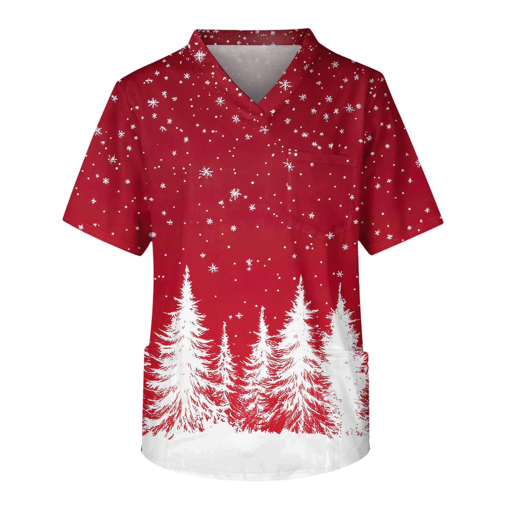 Men's Casual Short-Sleeved V-Neck Printed Front Pocket Top