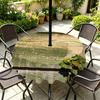 Outdoor Round Tablecloth With Umbrella Hole Waterproof Oil-Resistant Patio Dining Cover Deck Garden Terrace