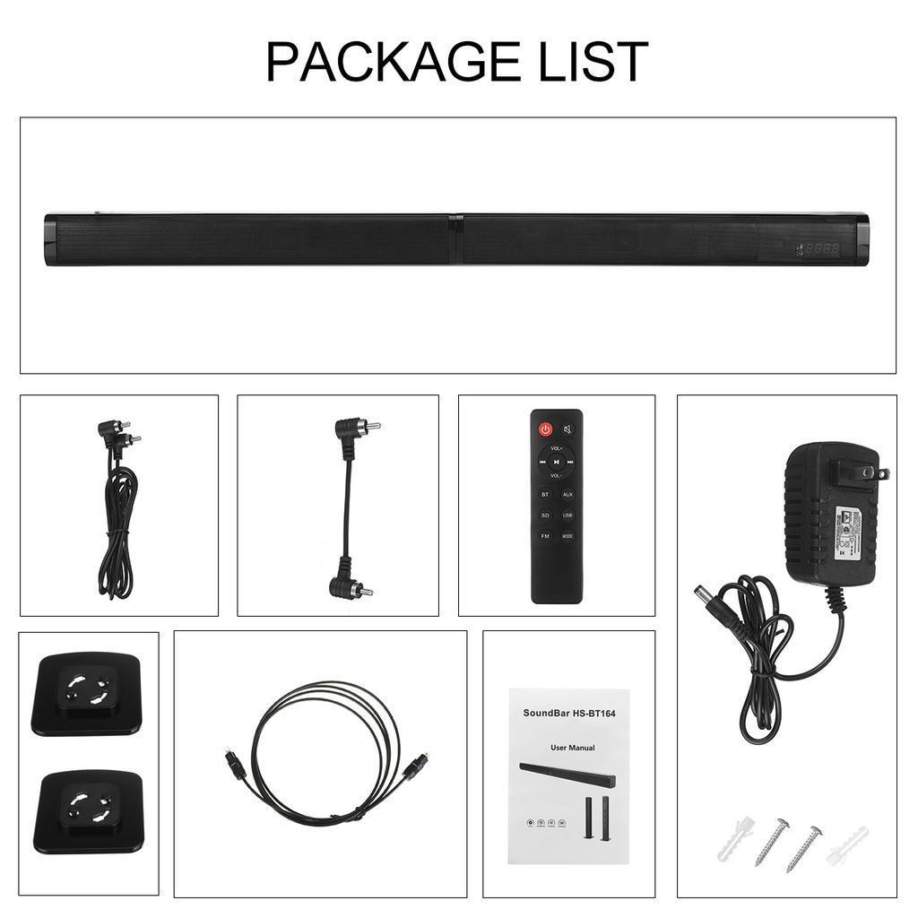 40W 5.0 Soundbar Detachable Bluetooth Speaker Super Bass Home Theater For TV PC US Plug Black