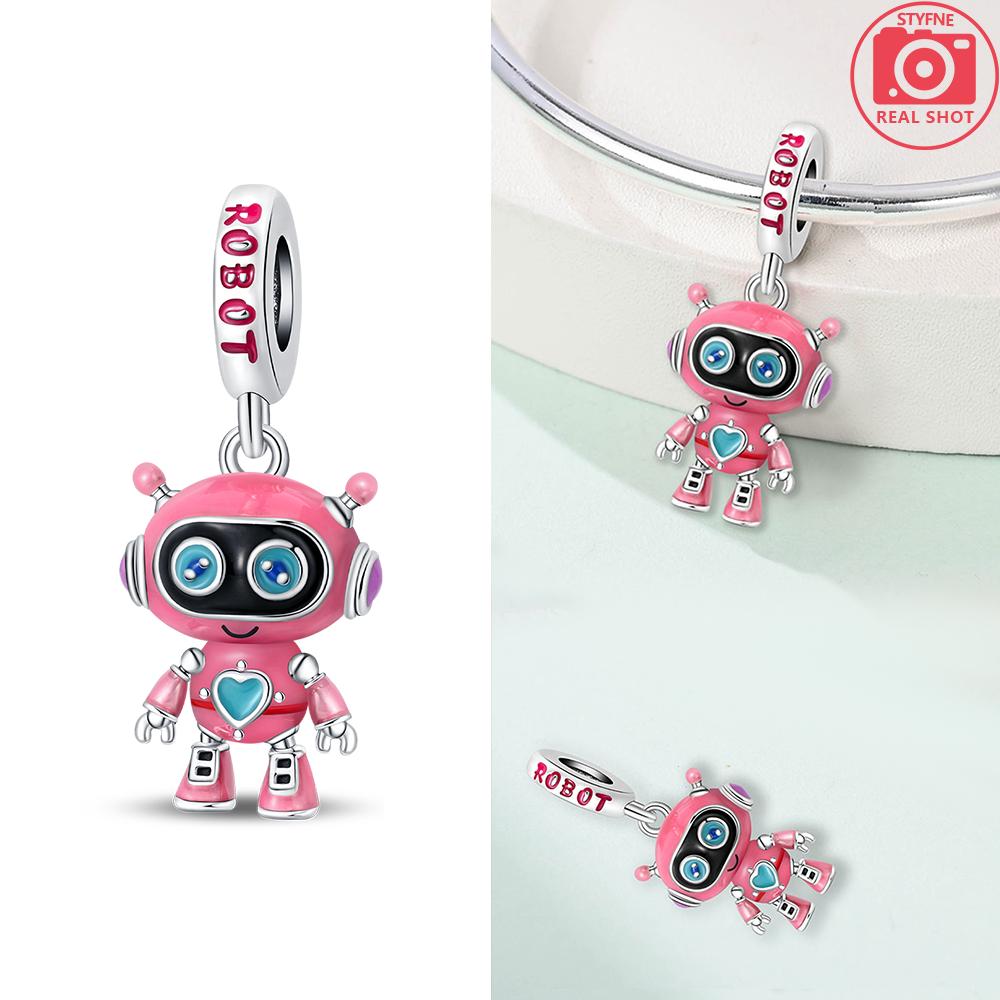 Original Pink Box Rocket Badminton Bike Beads Charms Fit Bracelet Copper Women Jewelry Necklace Diy Gift