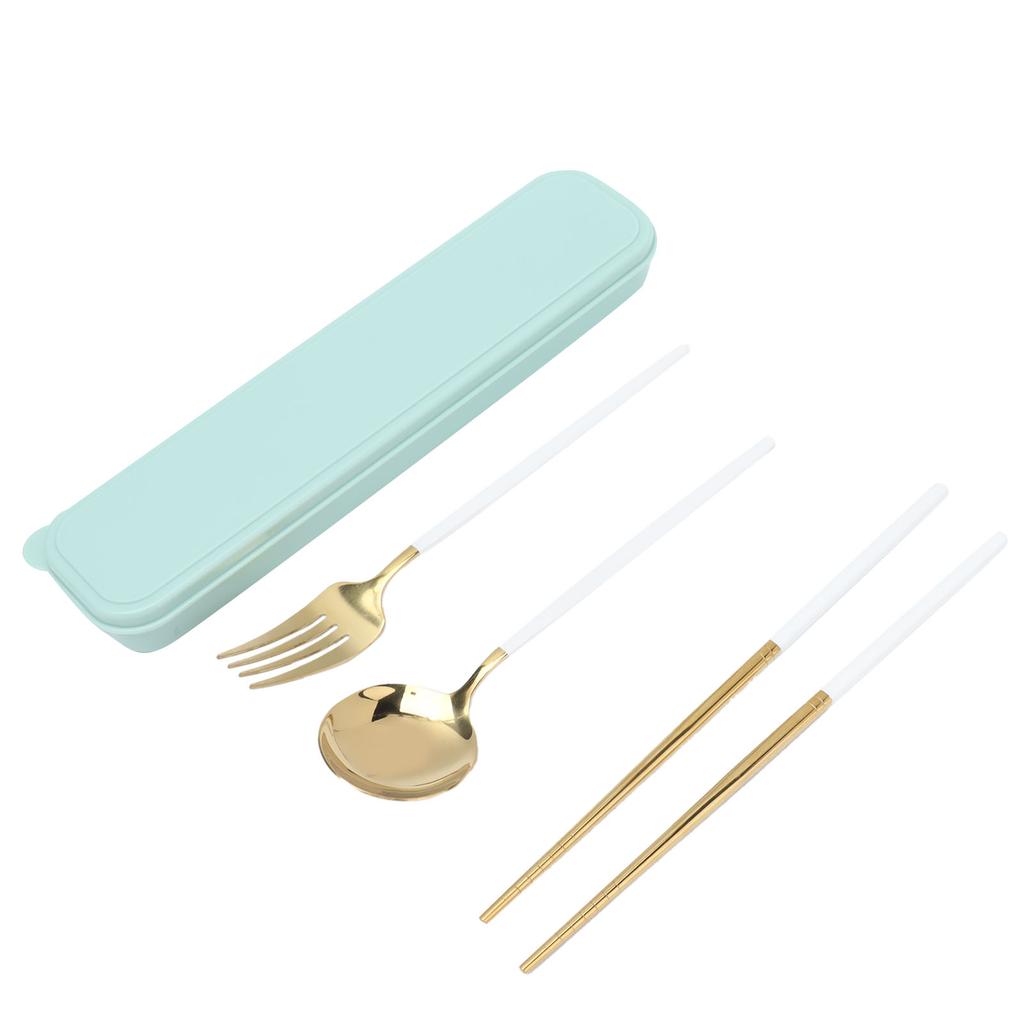 Portable Cutlery Set Stainless Steel Tableware Anti Corrosion Non Slip Anti Fading Chopsticks Spoon for Outdoor