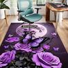 Moonlit Purple Roses and Butterflies RugDreamy Night Scene for BedroomDécor Cozy Area Mat Anti Slip Carpet Can Be Machine Washed