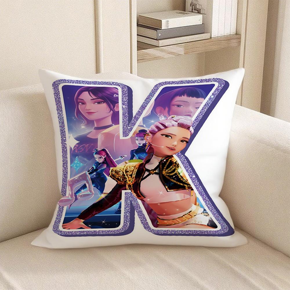 KPop Demon Hunters anime Style 26 letters popular Character Pillowcase fashion Home Decoration Items