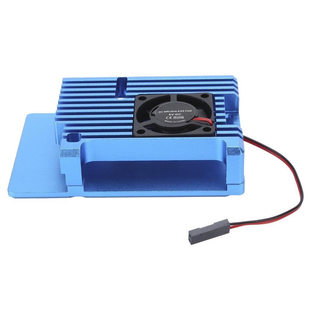 Single Fan Heat Sink CNC Protective Cover for Raspberry Pi 4 Aluminum Alloy Case RadiatorBlue