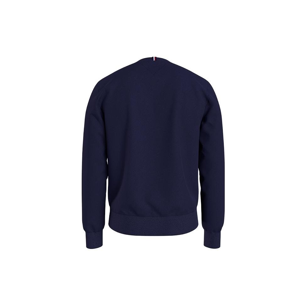Tommy Hilfiger Solid Color Fleece Letter Print Pullover Straight-Cut Round Neck Autumn Winter Sweatshirt Men sweatshirt Navy-Blue 78D8989-079