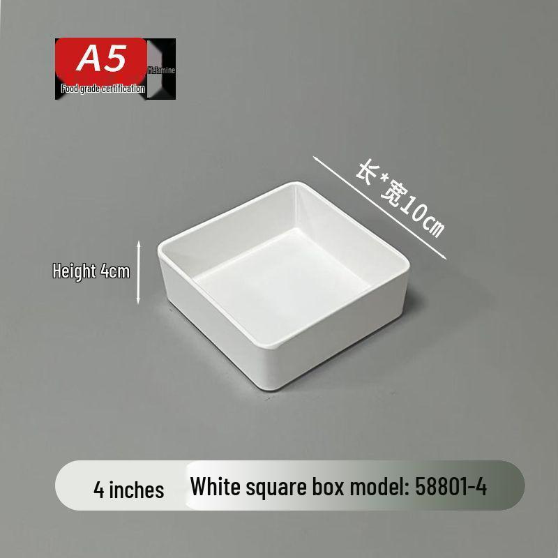 Rectangular Melamine Plate for Hot Pot, BBQ & Buffet - Stackable Commercial Tableware 10cm Diameter (Set of 10)