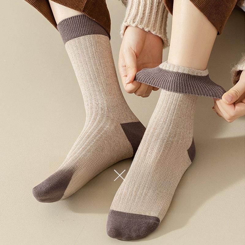 Damen Japanischer College-Stil Kontrastfarbe Lange Kniestrümpfe - All-Match Uni für Frühling & Herbst