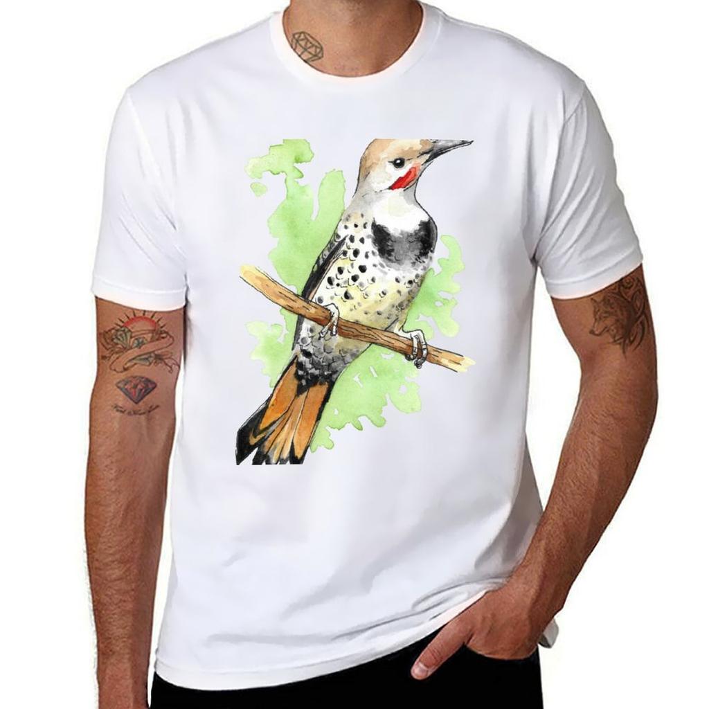 Watercolor Northern Flicker Woodpecker Tshirt Construction Work Tee Shirt