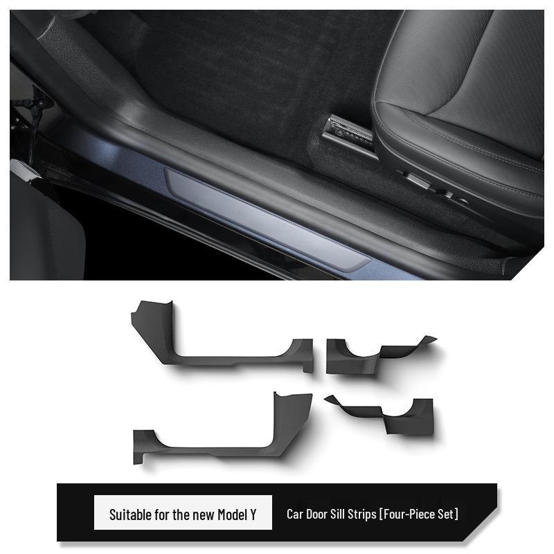 Tesla Model Y & Model 3 Carbon Fiber Rear Door Sill & Seat Back Protector Guard