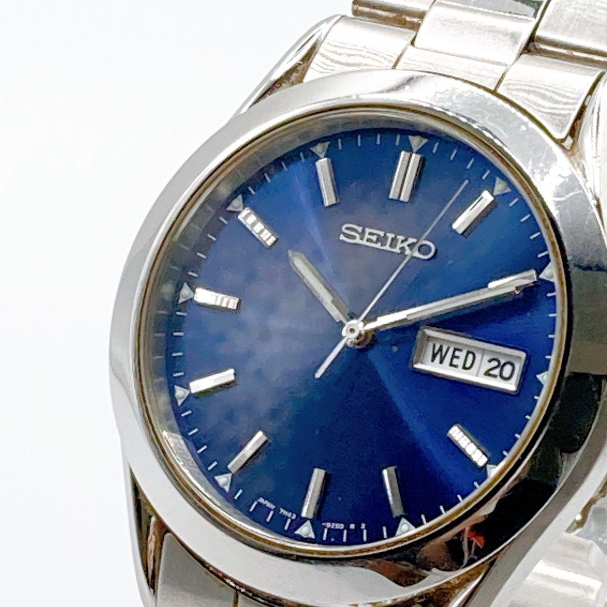 277 SEIKO Men s Watch Quartz Blue Dial Day Date