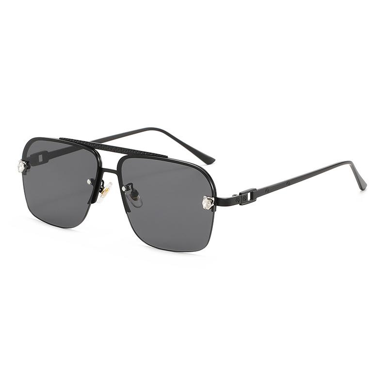 New sunglasses men's and women's big face thin square driving glasses UV protection trend half frame sunglasses